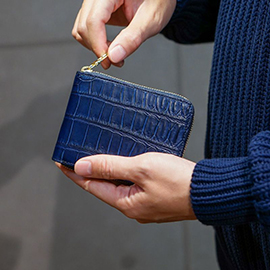 藍染めクロコラウンドファスナー二つ折財布 | 折財布 | CIMABUE(チマブエ)公式オンラインショップ