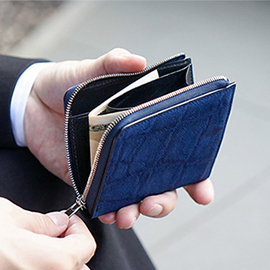 藍染めクロコ L字型ファスナー二つ折財布 | 折財布 | CIMABUE(チマブエ)公式オンラインショップ